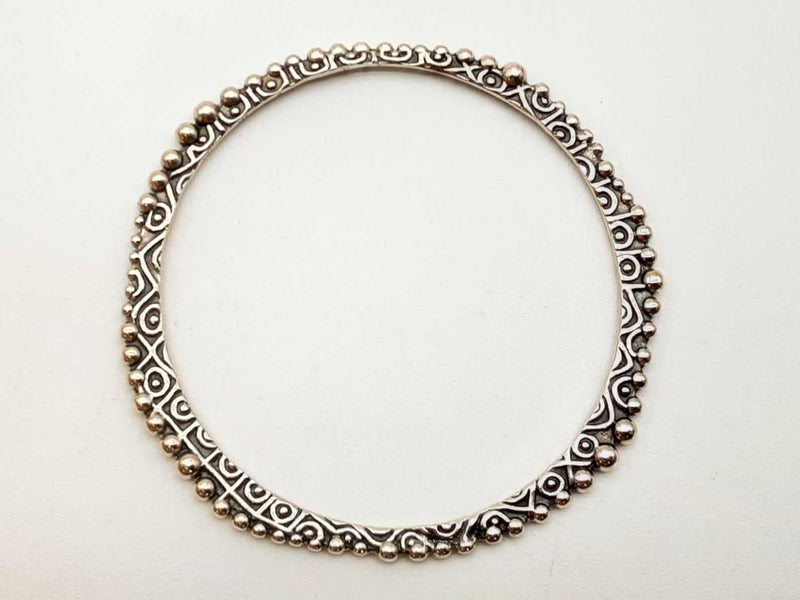 Sterling Silver 19.75g Aztec Style Beaded Bangle Bracelet Lhoxde 144010022876
