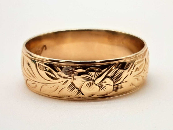 14k Yellow Gold 8.2g Hibiscus Leaves Band Ring Size 14.75 Dooxzde 144020013501