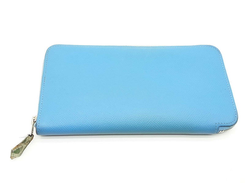 Hermes Azap Silk'in Blue Jean Epsom Leather Long Wallet Dopxzde 144020010625