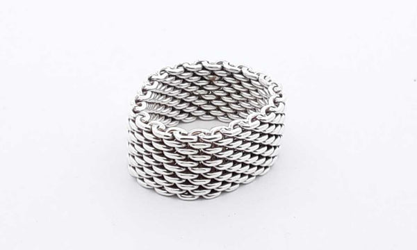 Tiffany & Co. Sterling Silver Mesh Band Ring Size 9 Ebloxsa 144010029758