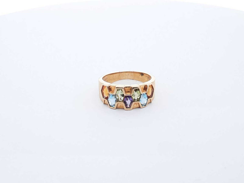 18K Yellow Gold Multi-Gemstone Ring 5.57 Grams Size 7.25 (LPX) 144010018302 LH/DE