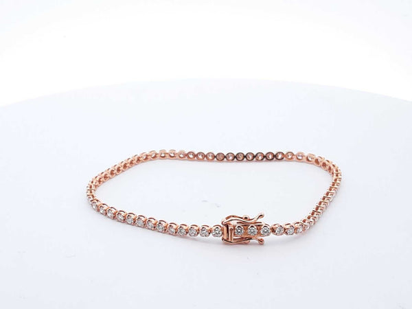 14k Rose Gold Diamond Tennis Bracelet 7" 5.2g Lhlirxde 14401001112