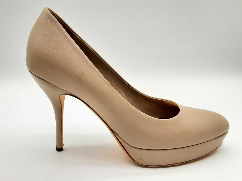 Gucci Neutrals Beige Leather Pump Heels Size Eu 39.5/ Us 9.5 Dolrxde 144020002673