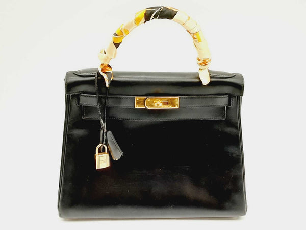 Hermes Kelly 28 Black Swift Gold Hardware Shoulder Bag Doerxzde 144020007828