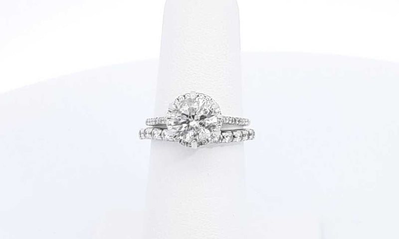 18k White Gold Diamond Engagement Ring & 14k Wedding Band Ebwxzdu 144030000843