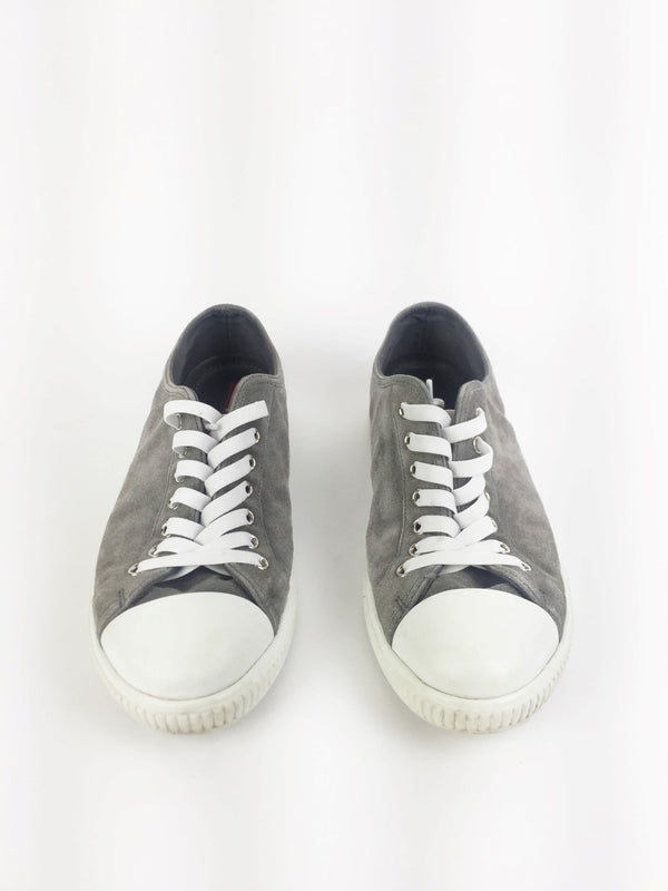 Prada Grey Suede Low Top Sneakers, Size 5.5 (LWZ) 144010002615