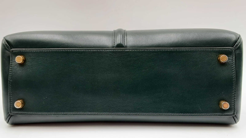Celine 16 Dark Green Leather Top Handle Bag Eblpxzdu 144030004951