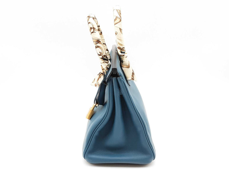 Hermes Birkin 25cm Dark Blue Teal Colvert Swift Leather Gold Hardware Handbag Dolirzxde 144010018714