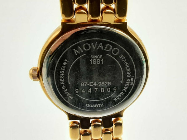 Movado 24mm Museum Black Dial Gold Tone Steel Quartz Watch Dolrxde 144020002065