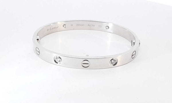 Cartier 18k White Gold Diamond Love Bracelet Size 16 Msszxzsa 144010026261