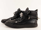Giuseppe Zanotti Black Leather High-Top Fashion Sneakers, Size 13 (LXZ) 144010000542 RP