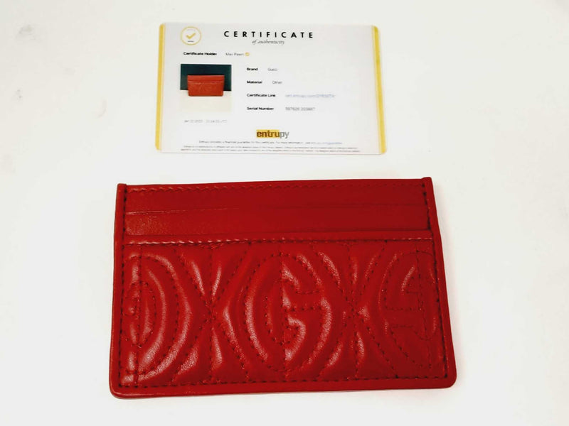 Gucci Red Quilted Leather Cardholder Wallet (OIR) 144010011064 DO