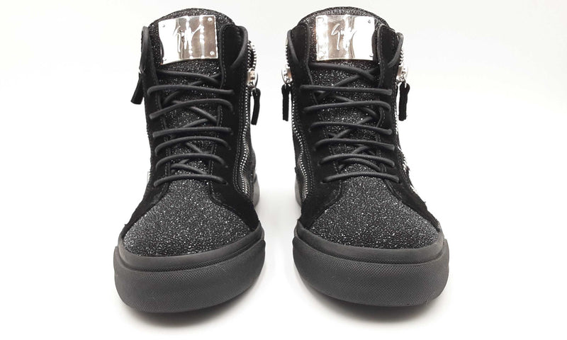 Giuseppe Zanotti Black Glitter And Silver Kriss High-top Sneaker Shoes Size 39 Msoxzsa 144010013119