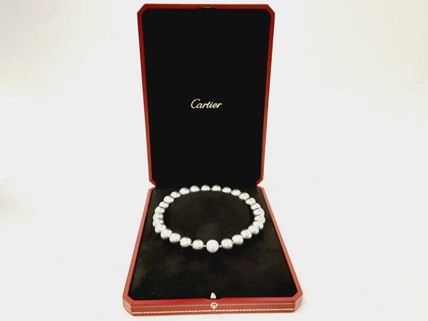 Cartier Tahitian Grey Pearl Platinum Diamond Necklace Doprxzxde 144020003681
