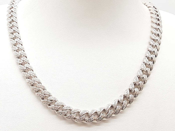 Sterling Silver Cz Cuban Link Chain 77.9 Grams 24 Inch Lhoxzde 144020014483