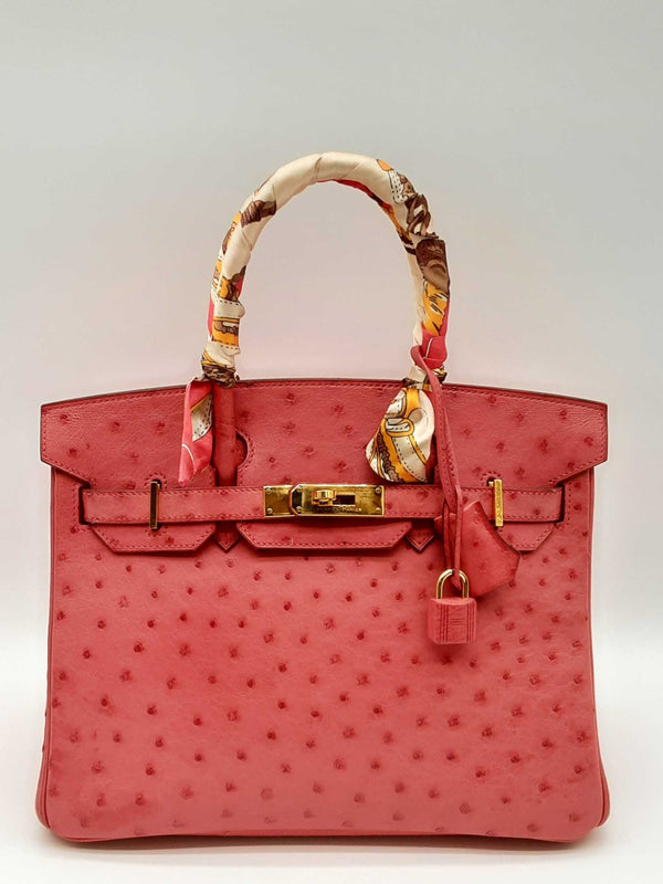 Hermes Birkin 30cm Red Rouge Ostrich Leather Gold Hardware Handbag Doowxzxde 144010019591