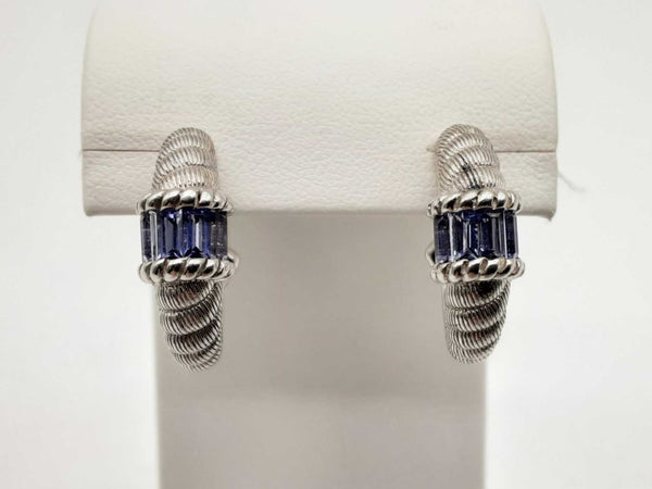 Judith Ripka Sterling Silver Tanzanite Cuff Clasp Earrings Doixde 144020012739