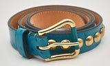 Louis Vuitton Limited Edition Blue Ostrich Skin Studded Belt Eboorsa  144010025793