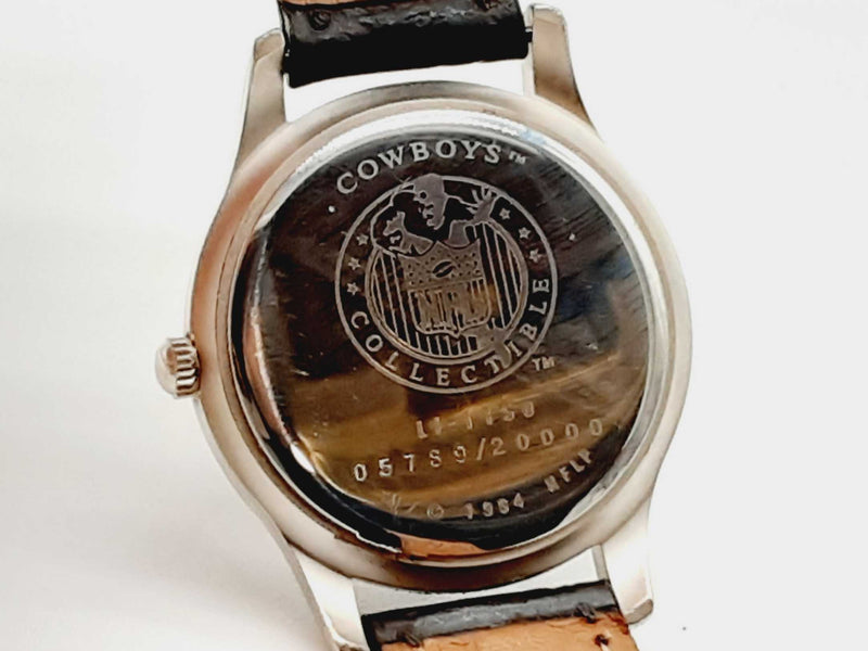 Fossil 38MM Limited Edition Cowboy NFL Collectable Stainless Steel Black Leather Band Watch (CR) 144010023967 DO/DE