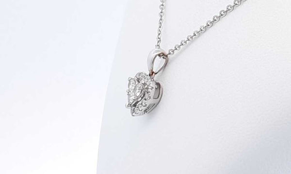18k White Gold Diamond Heart Pendant With 17 Inch Chain Eboxzdu 144010019443