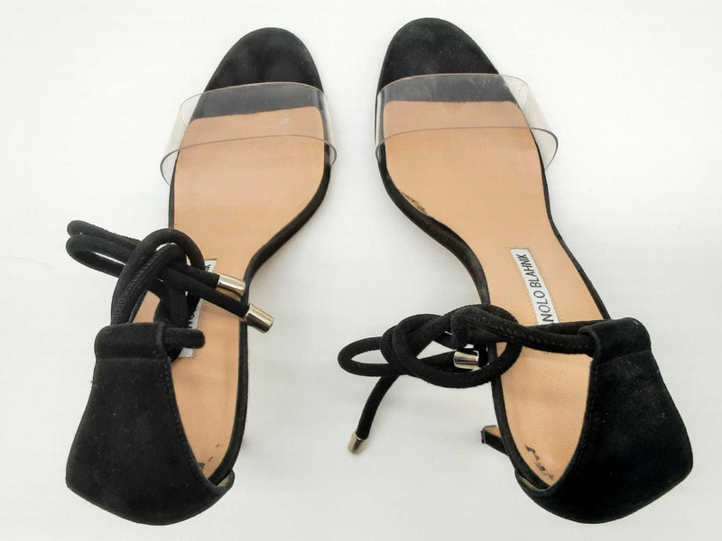 Manolo Blahnik Estro Black Suede Heels Size Eu 38/ Us 8 Dorxde 144020002213