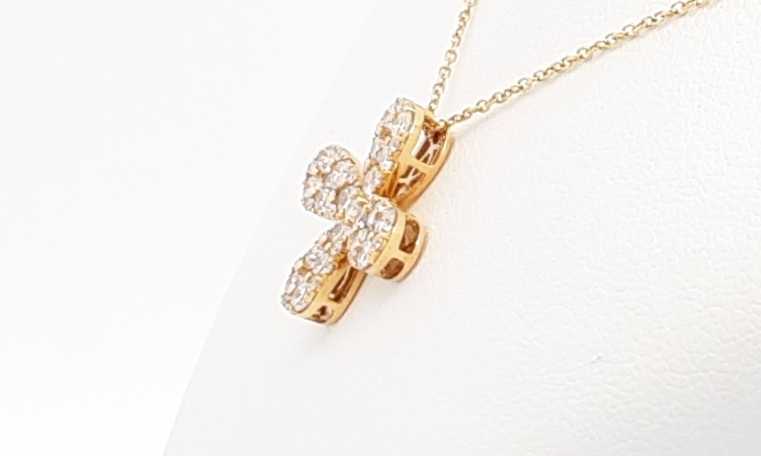 18k Yellow Gold Diamond Floral Pendant With 15 Inch Chain Ebsoxdu 144020005581