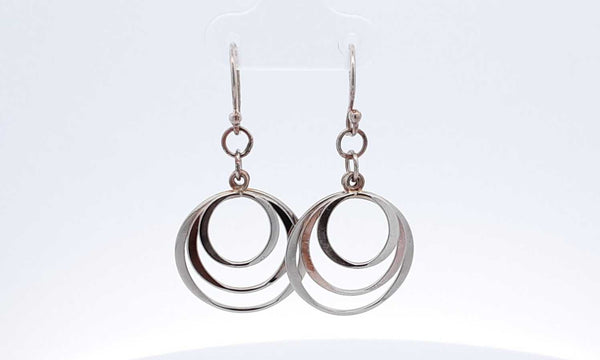 Sterling Silver Triple Circle Dangle Earrings 3 Grams Ebldu 144030002055
