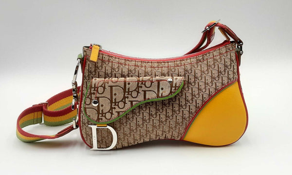 Christian Dior Diorissimo Rasta Multi-color Saddle Bag Crossbody Shoulder Bag Mspzxsa 144010027604