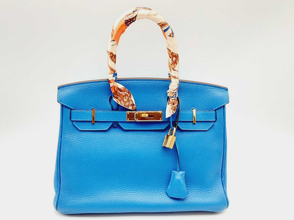 Hermes Birkin 30cm Clemence Deep Blue Gold Hardware Handbag Dolwcxzde 144020000495