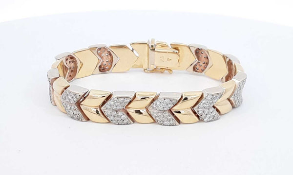 14k Yellow Gold Diamond Chevron Link Bracelet 5.5 Inch Ebpexdu 144010006831