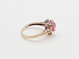 10K Yellow Gold 1.50 Carats Pink Heart Stone 0.11 CTW Diamonds 2.1G Ring Size 7 (IX) 144020001622 DO/DE