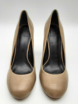 Tory Burch Taupe Gray Leather Pump Heels Size 8 Doorde 144020001914