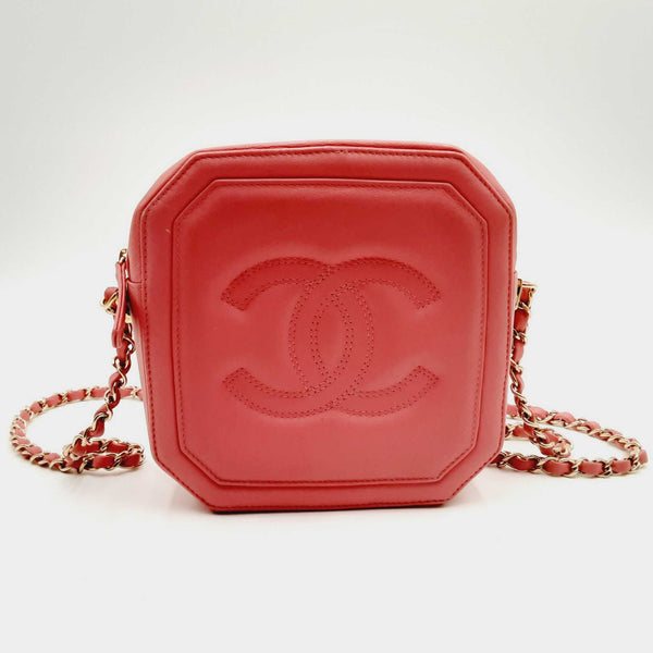Chanel N5328 Octagon Cc Pink Lambskin Leather Camera Case Mslozxsa 144010007315