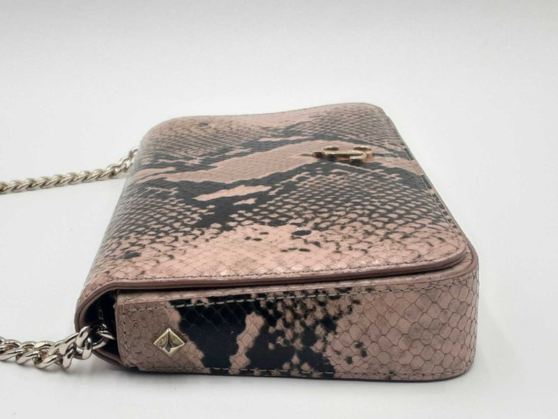 Jimmy Choo Small Stone Pink Snake Printed Wallet On Chain (OCR) 144010022196 RP/SA