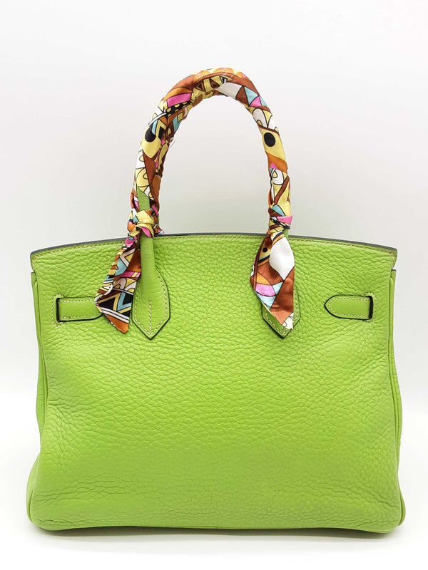 Hermes Birkin 30 Apple Green Clemence Palladium Handbag Dolozxzde 144010016801