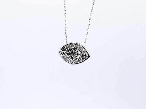 14K White Gold Evil Eye Diamond Necklace 4.5G 18" LHIXZDE 144020000337