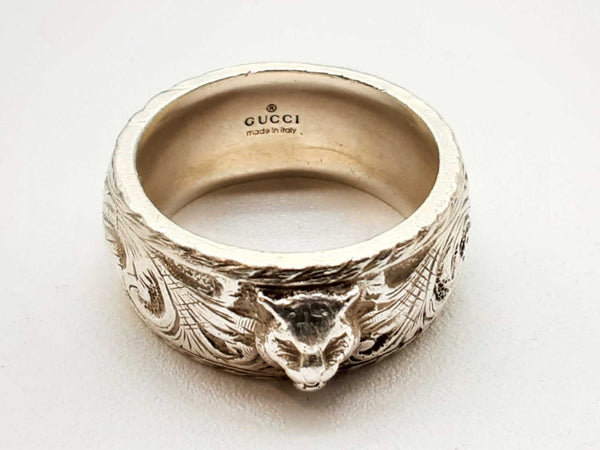 Gucci 0.925 Sterling Silver Feline Head Ring Size 9.5 Dolxzde 144020010304