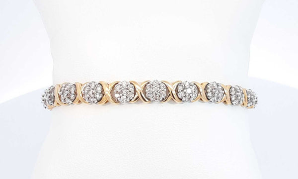 10k Yellow Gold Diamond Tennis Bracelet 7 Inch 15.2 Grams Ebsxzdu 144010017568
