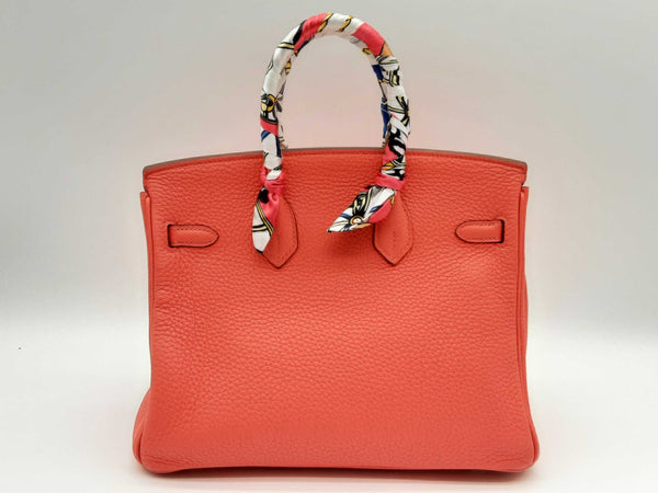 Hermes Birkin 25cm Red Orange Clemence Gold Handbag Dooxzxzde 144010024783