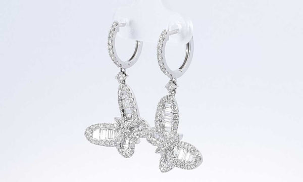 18k White Gold Diamond Butterfly Dangle Earrings Eblrxzdu 144020000627