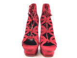 Yves Saint Laurent Calfskin Tribute 16 Lace Up Red Platform Sandals, Size 8 (LZX) 144010000508