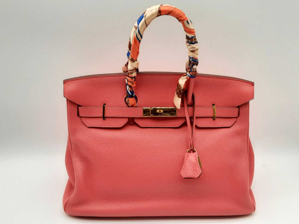 Hermes Birkin 35cm Red Clemence Gold Hardwear Handbag Dosrxzde 144010021296