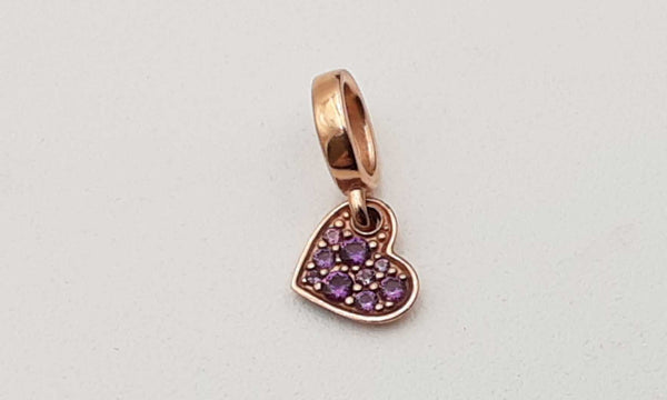Pandora Royal Purple Pave Tilted Heart Sterling Silver Charm Dorsa 144010010914