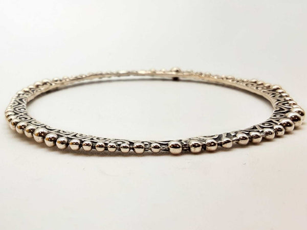 Sterling Silver 19.75g Aztec Style Beaded Bangle Bracelet Lhoxde 144010022876