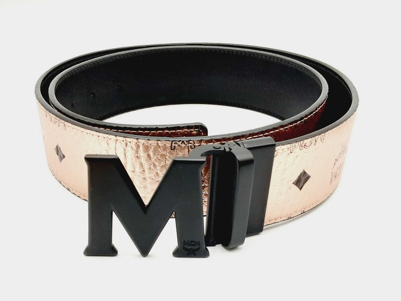 Mcm Metallic Rose Gold Reversible Belt Size 38.5 Dolxzde 144010017613