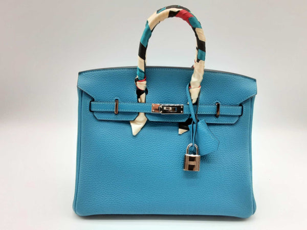 Hermes Birkin 25cm Blue Jean Veau Togo Palladium Handbag Dolecrxde 144010019131