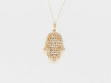 18k Yellow Gold Diamond Hamsa Pendant Chain 16 In Dolxzxde 144020000342