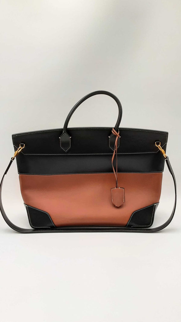 Burberry Tri-tone Leather And Canvas Society Tote Handbag Ebrxzdu 144010023005