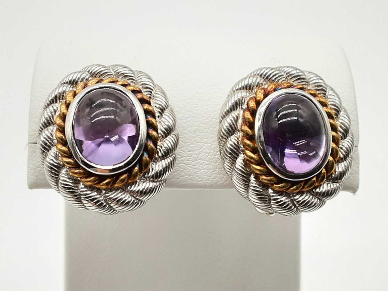 Judith Ripka Sterling Silver Amethyst Stud Clasp Earrings Doixde 144020012733