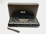 Versace Jeans Couture Logo Black Leather Zippy Wallet Dolcrde 144010010607